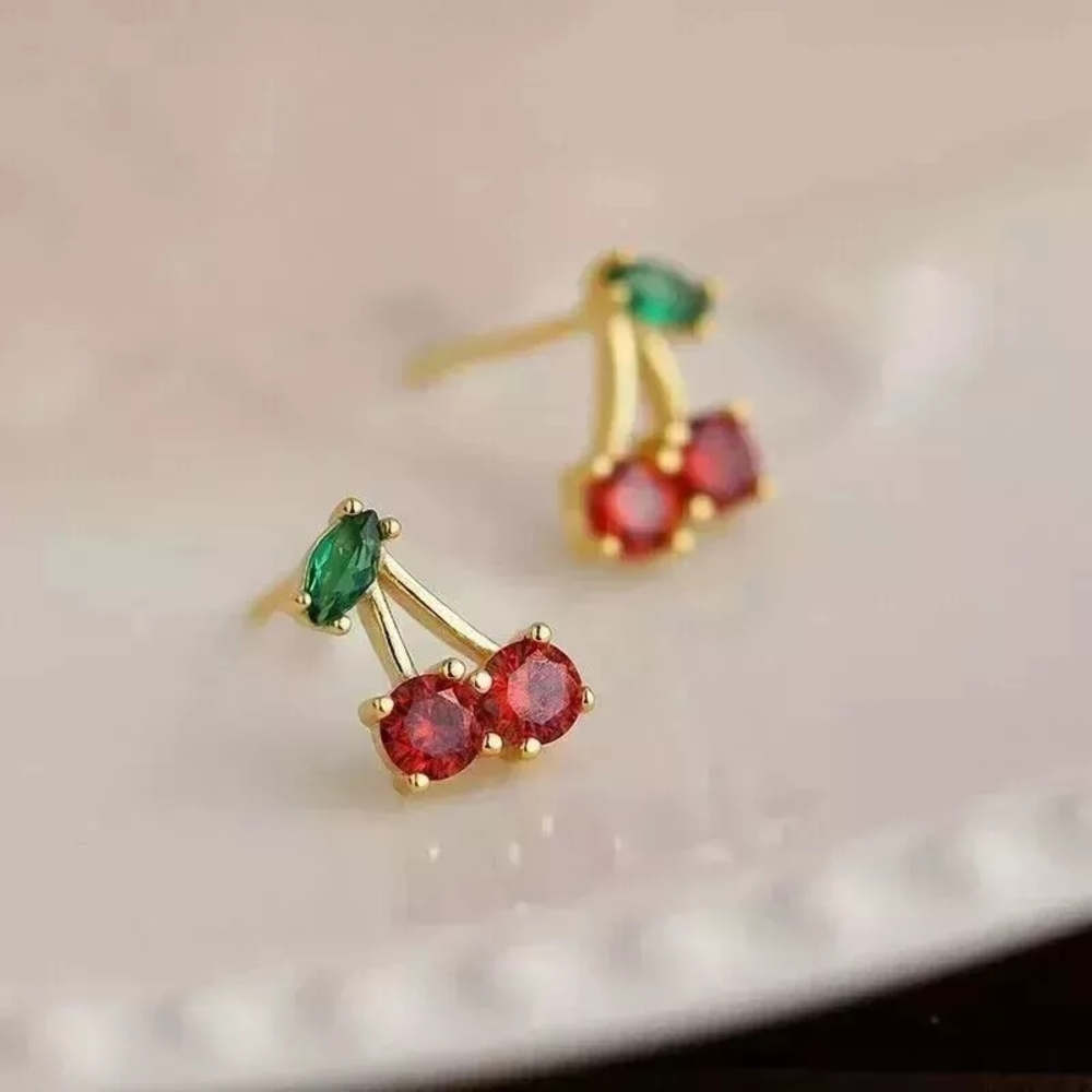 Elegant Gold and Red Earrings